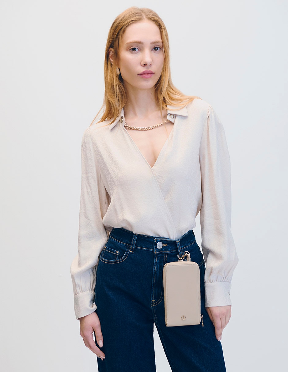 Blusa envolvente manga larga para mujer 1