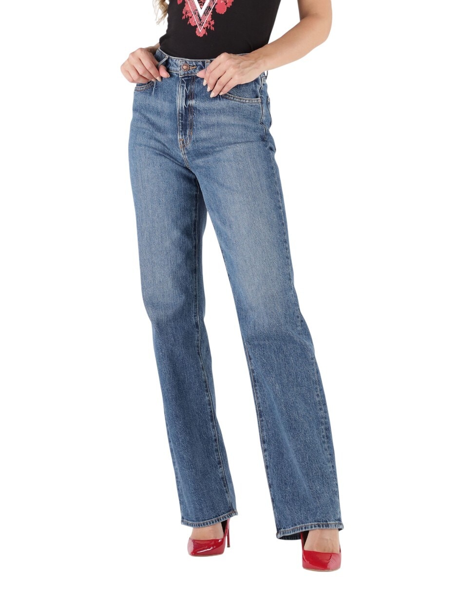 Jeans straight a la cintura para mujer