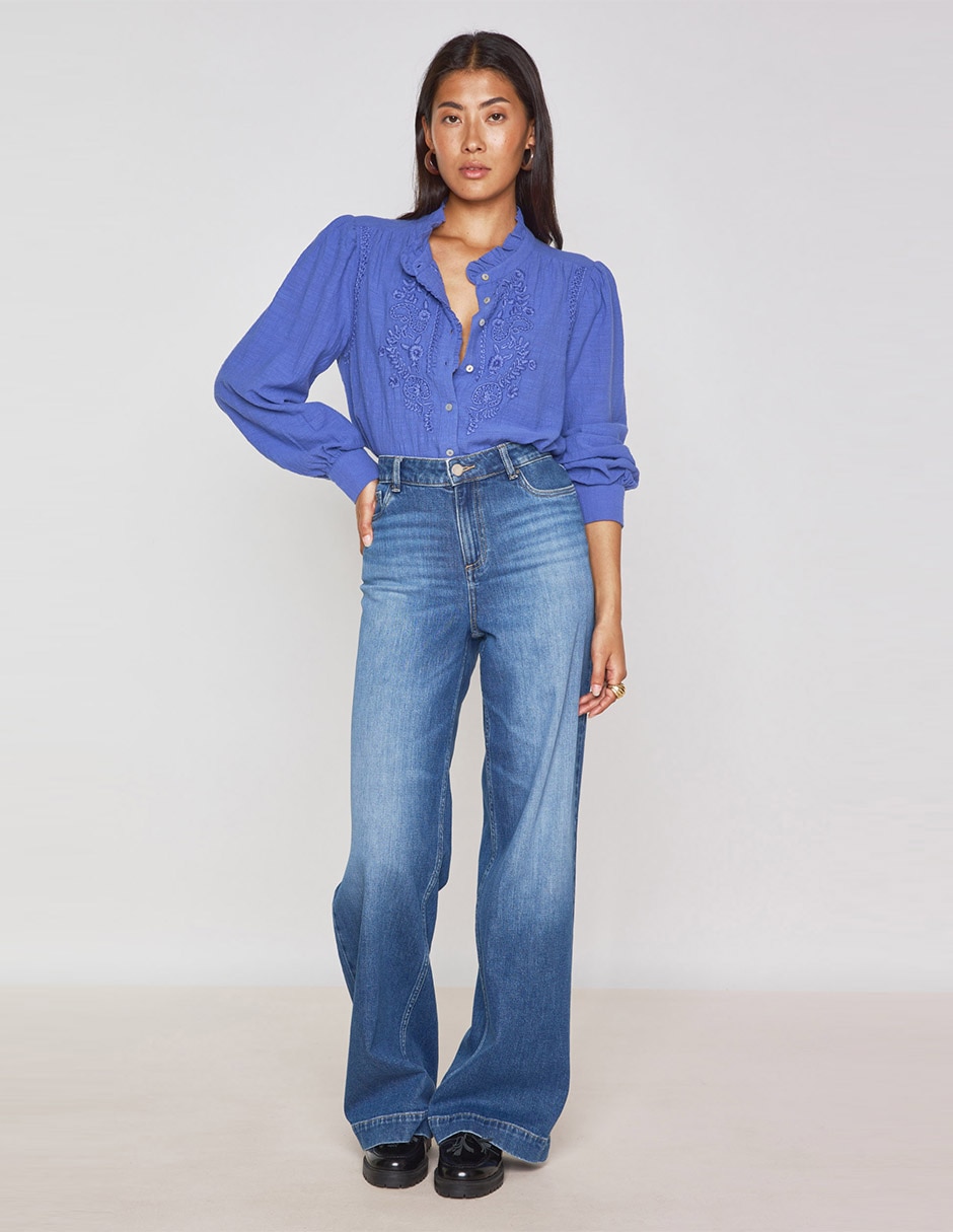Blusa camisera manga larga para mujer 3
