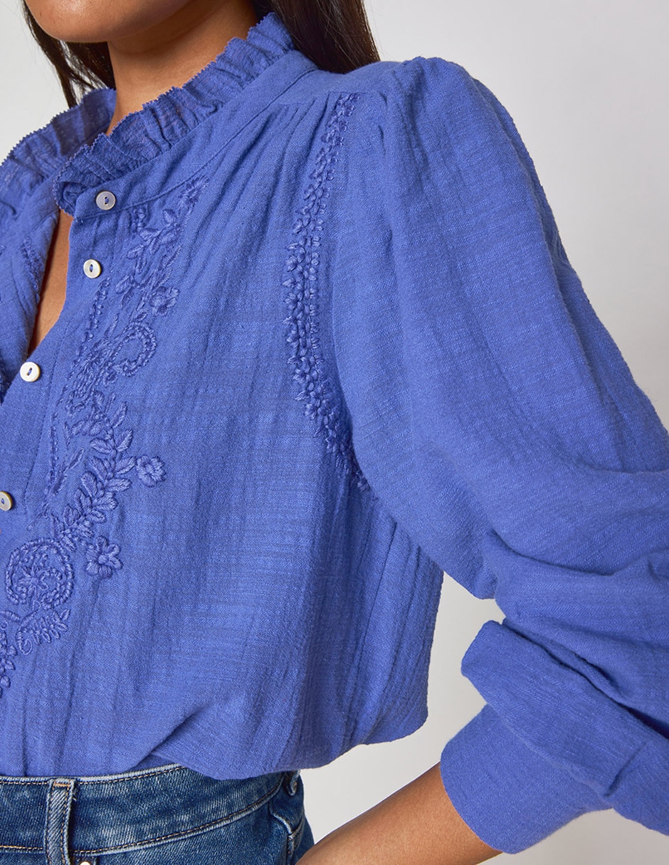 Blusa camisera manga larga para mujer 4