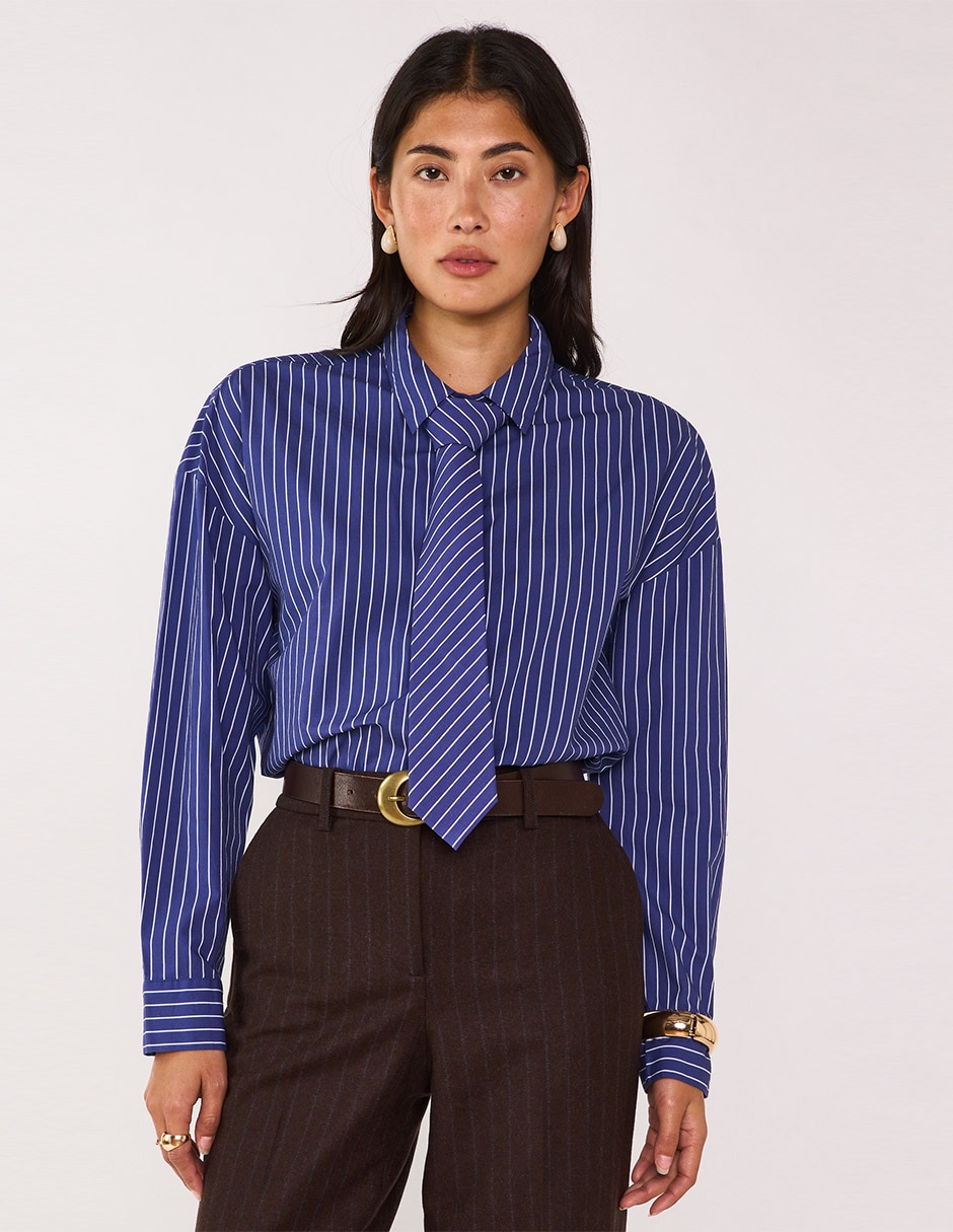 Blusa camisera manga larga para mujer