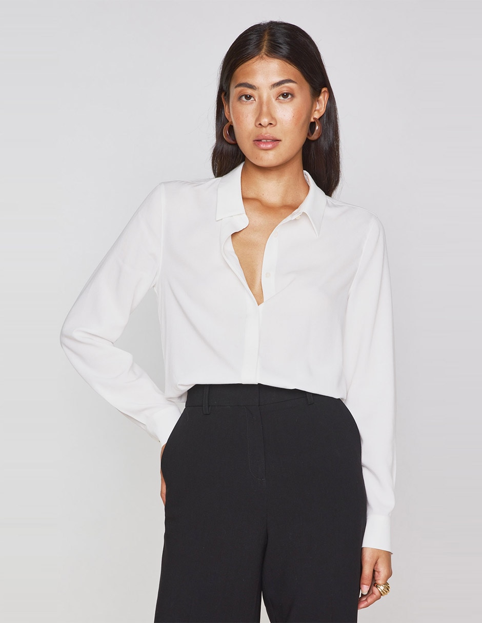 Blusa camisera manga larga para mujer