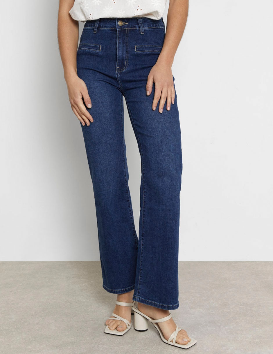 Jeans straight cintura alta para mujer
