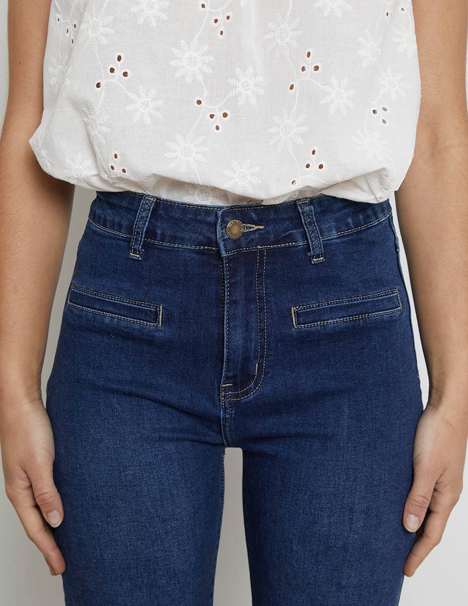 Jeans straight cintura alta para mujer 4