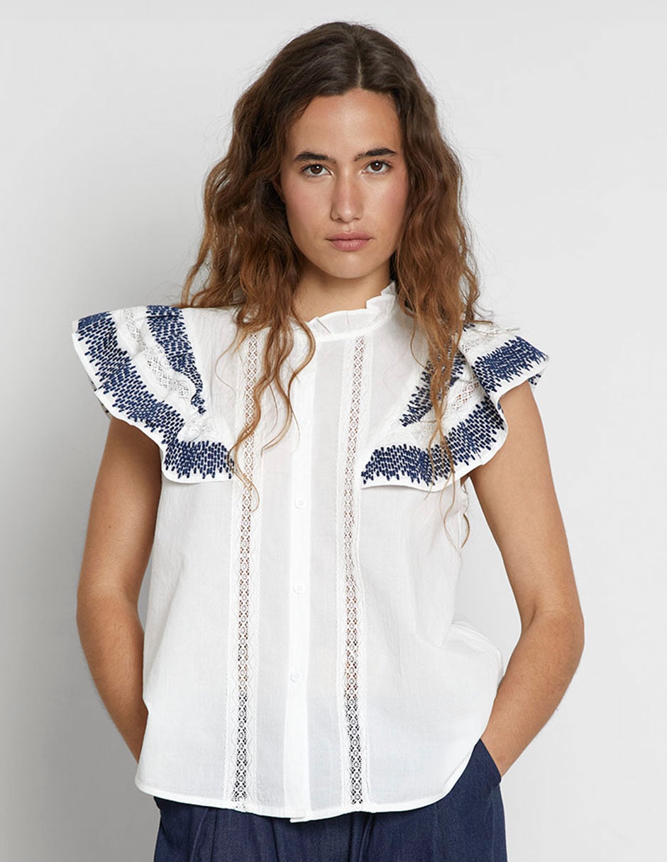 Blusa manga corta para mujer