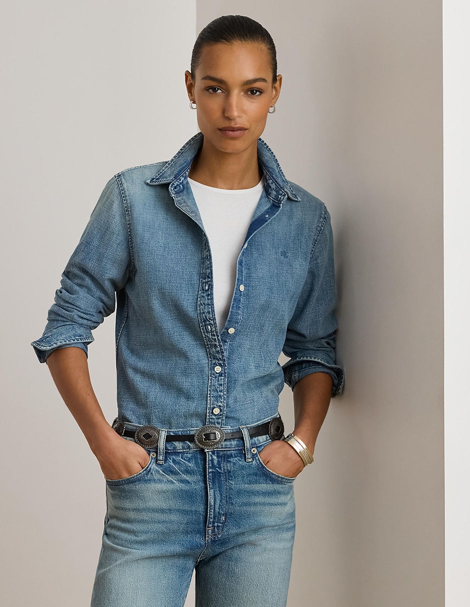 Blusa camisera manga larga para mujer