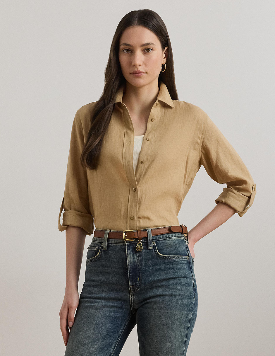 Blusa camisera manga larga para mujer