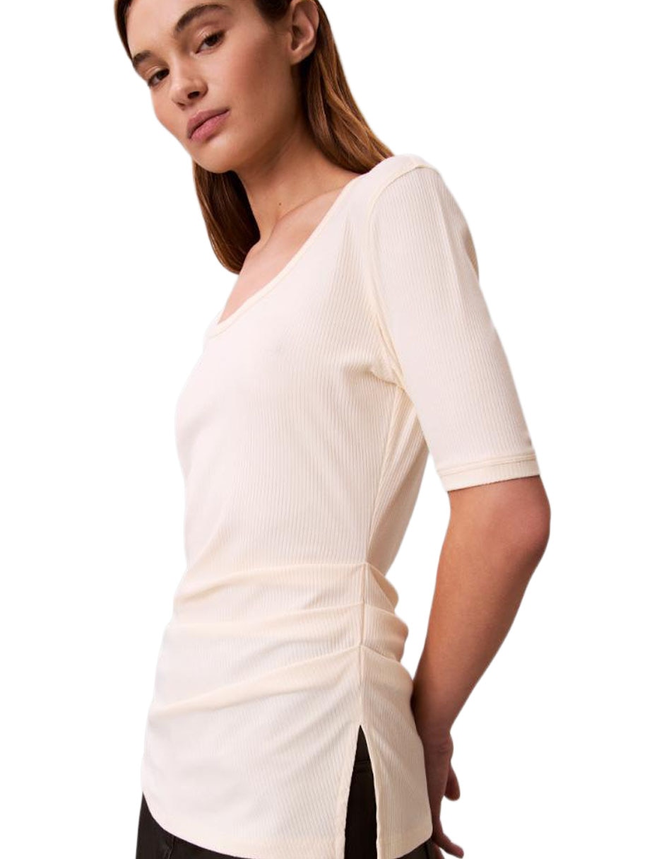 Playera manga 3/4 cuello redondo para mujer 5