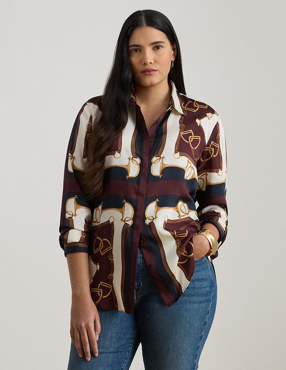 Blusa camisera manga larga para mujer