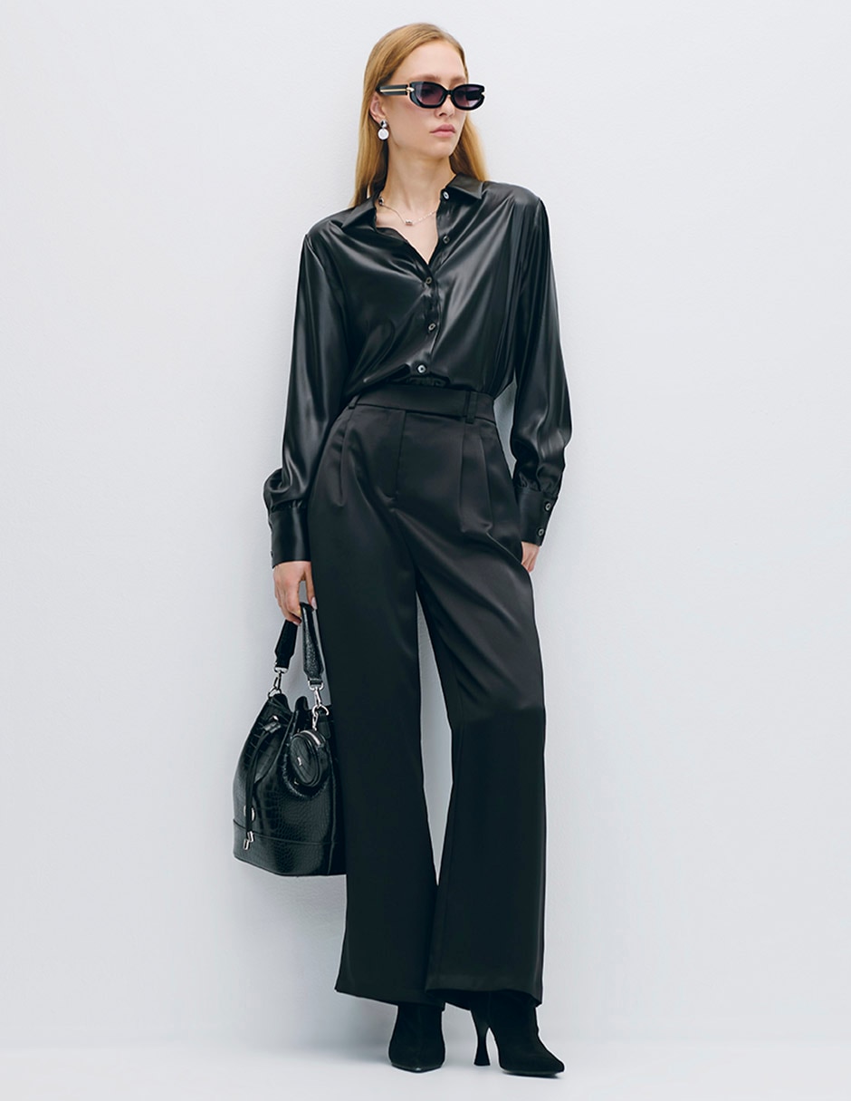 Blusa camisera manga larga para mujer