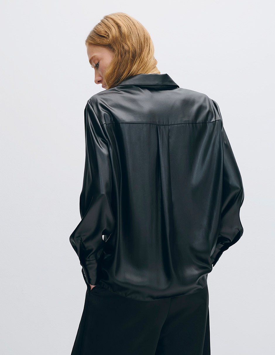Blusa camisera manga larga para mujer