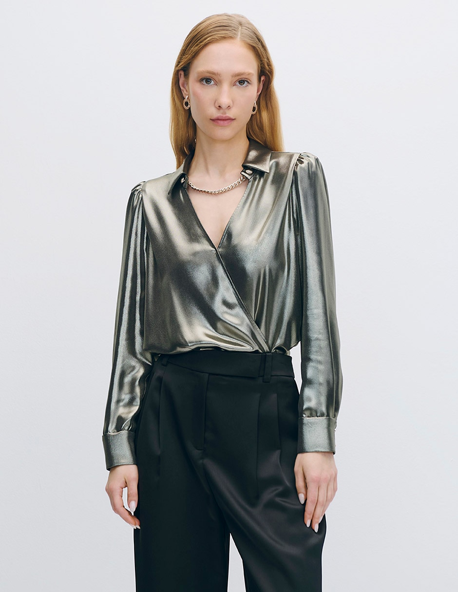 Blusa envolvente manga larga para mujer Blusa envolvente manga larga para mujer