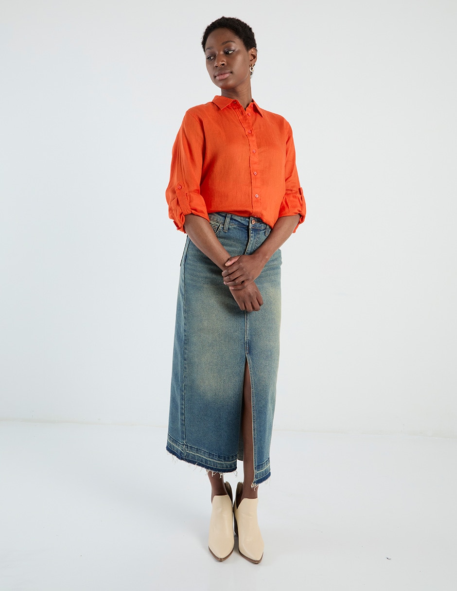 Blusa camisera Lauren Ralph Lauren manga larga para mujer