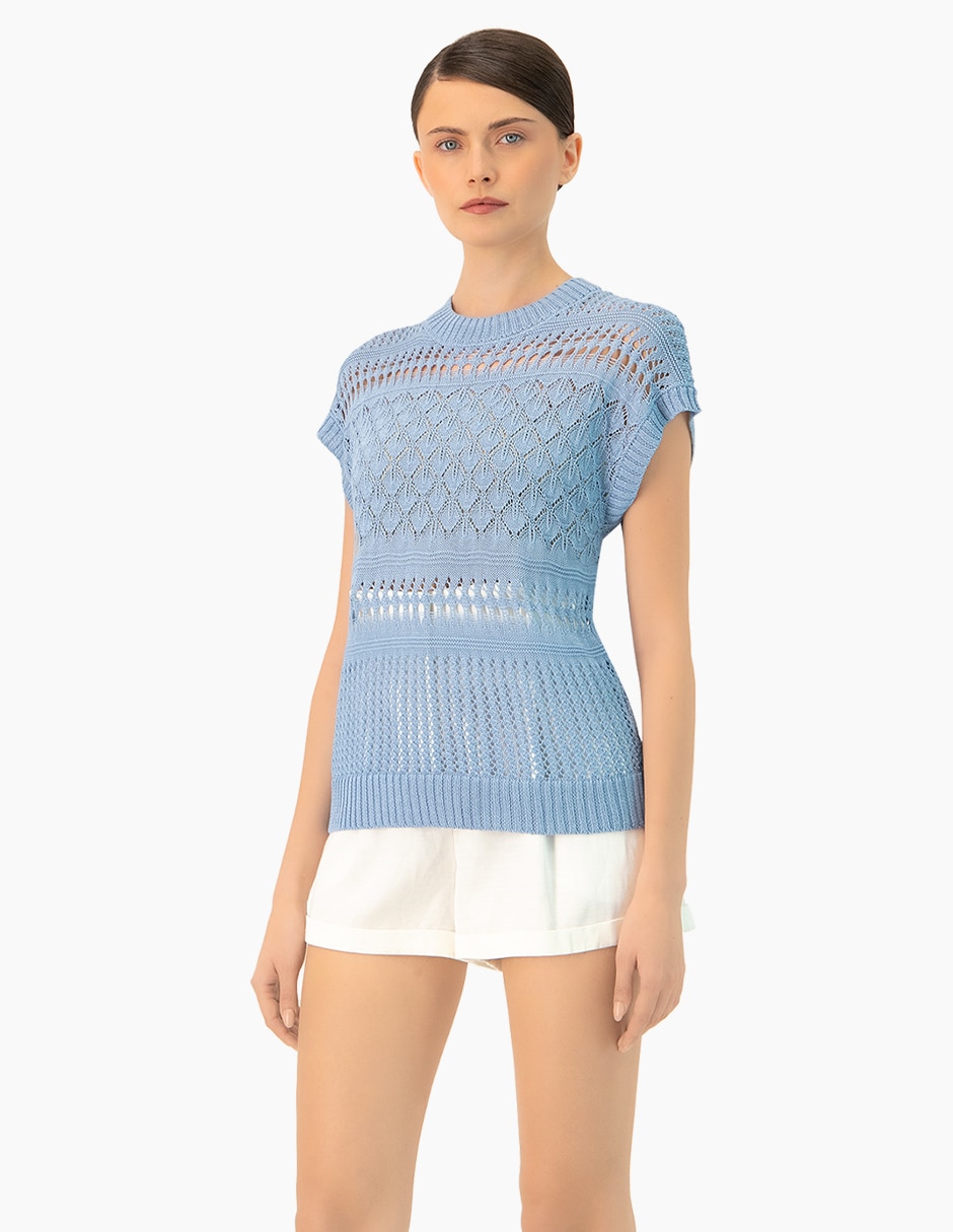 BLUSA IVONNE 10700953 V, M, AZUL CLARO