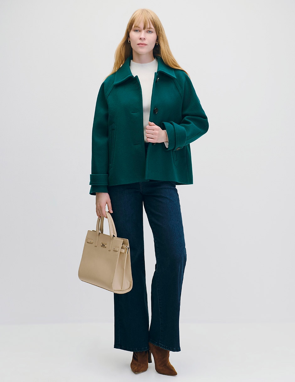 Abrigo de lana regular para mujer 2