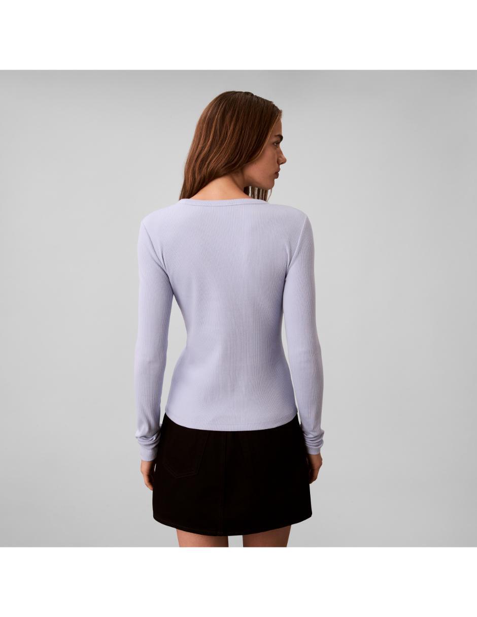 Playera manga larga cuello redondo para mujer 2
