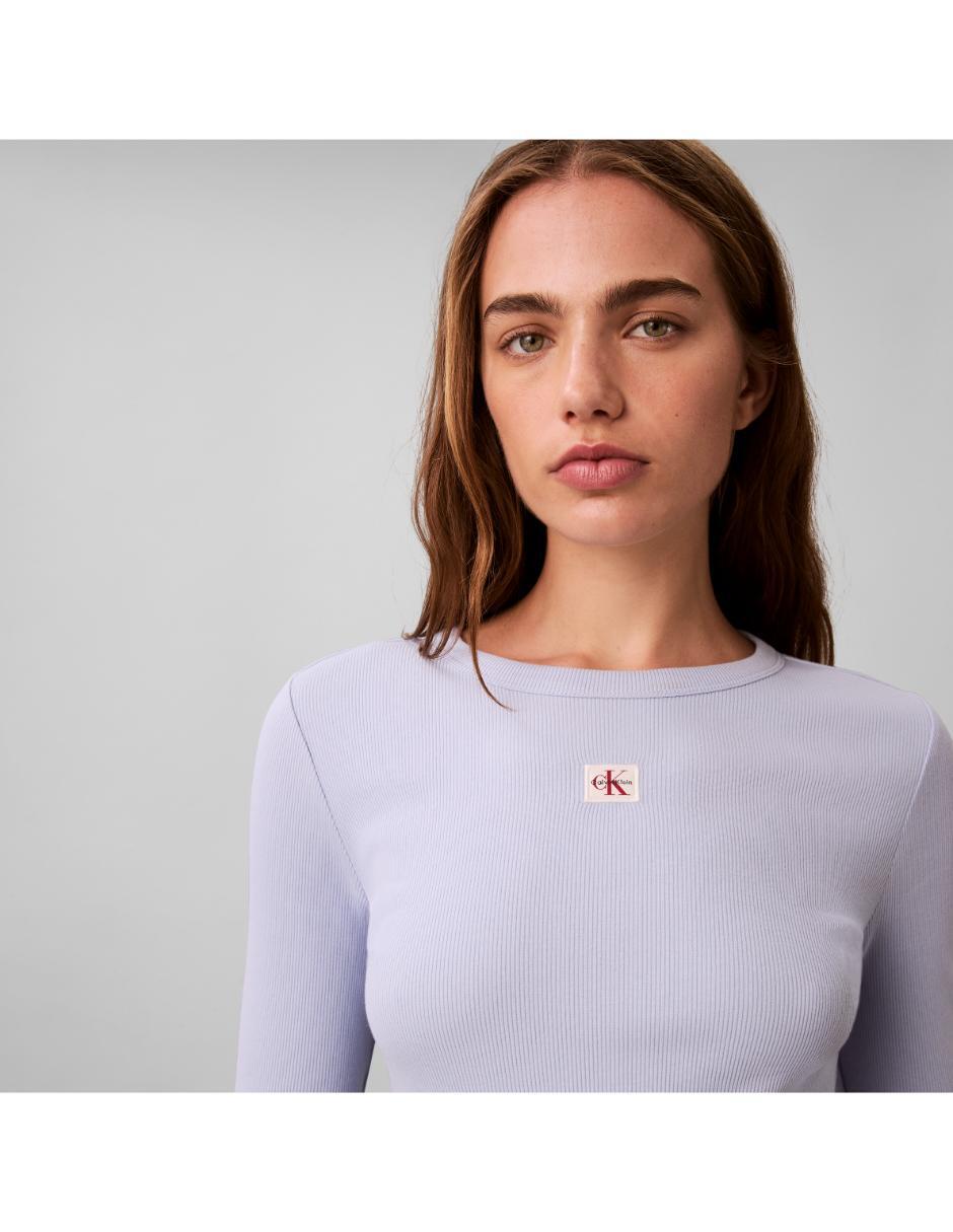 Playera manga larga cuello redondo para mujer 4