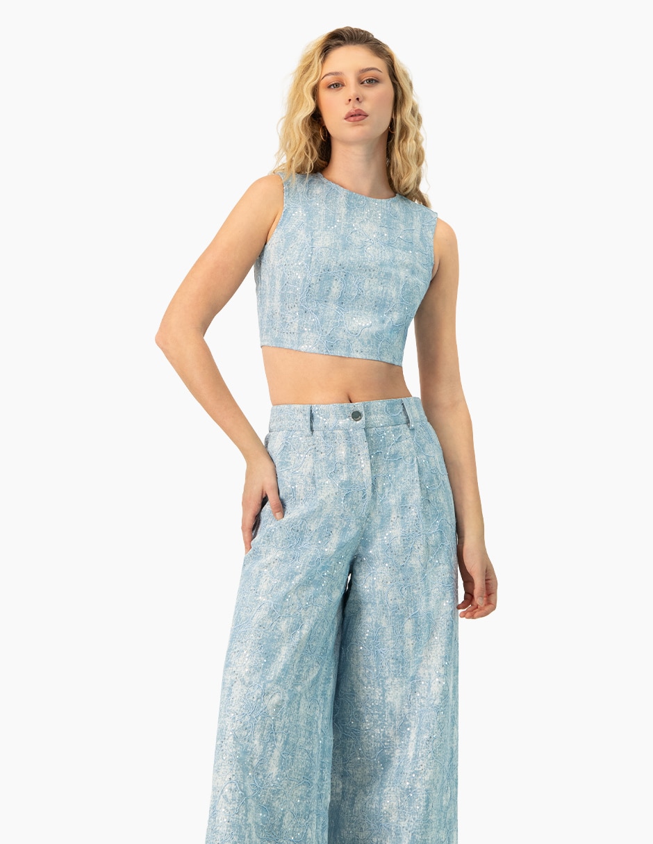 Top cuello redondo
