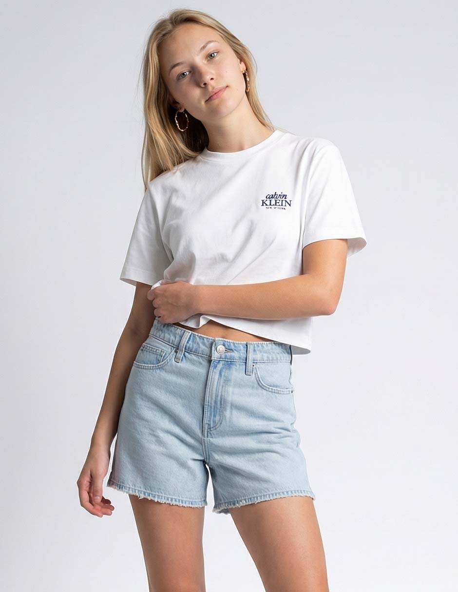 Playera manga corta cuello redondo para mujer