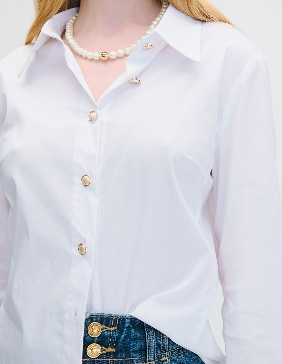 Blusa camisera manga larga para mujer 4