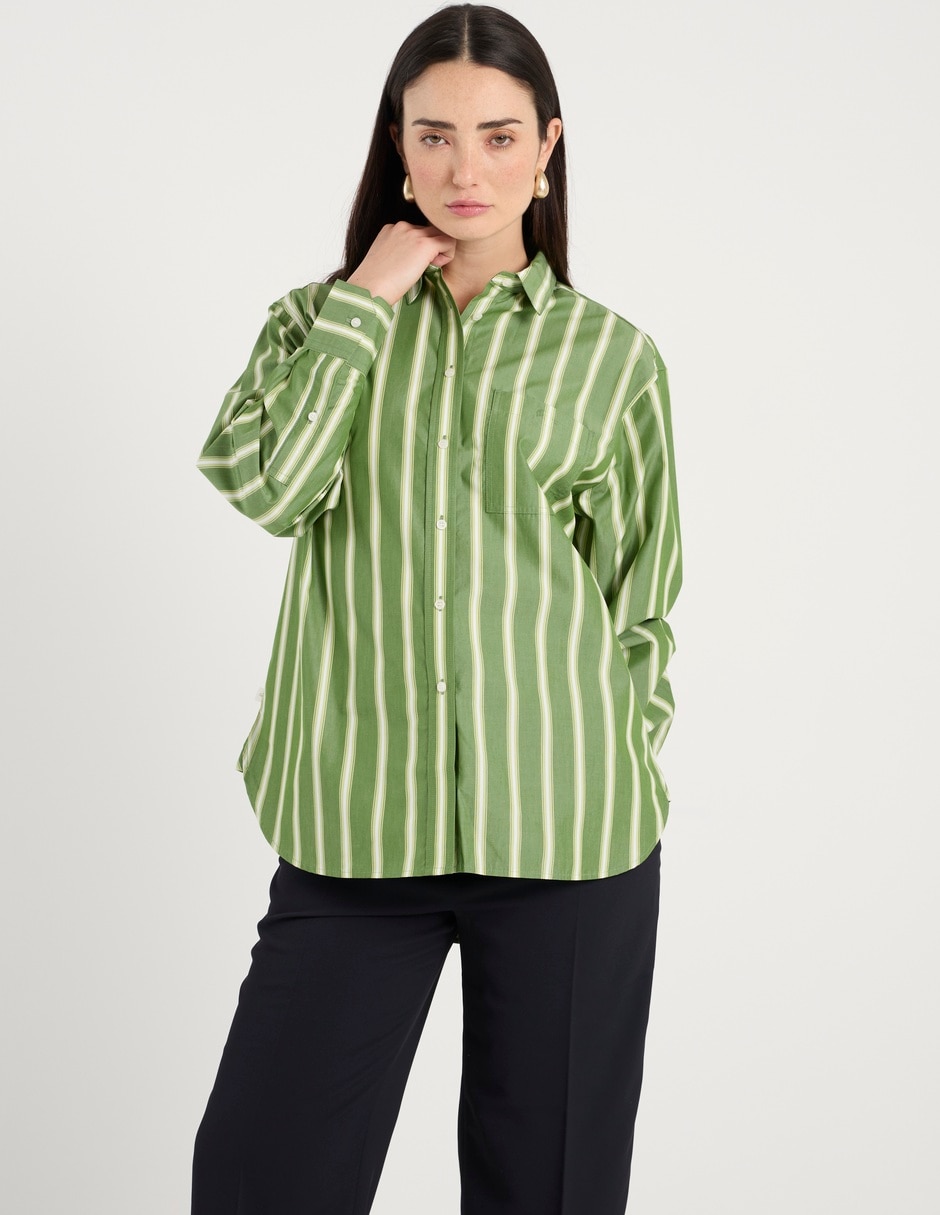 Blusa camisera manga larga para mujer