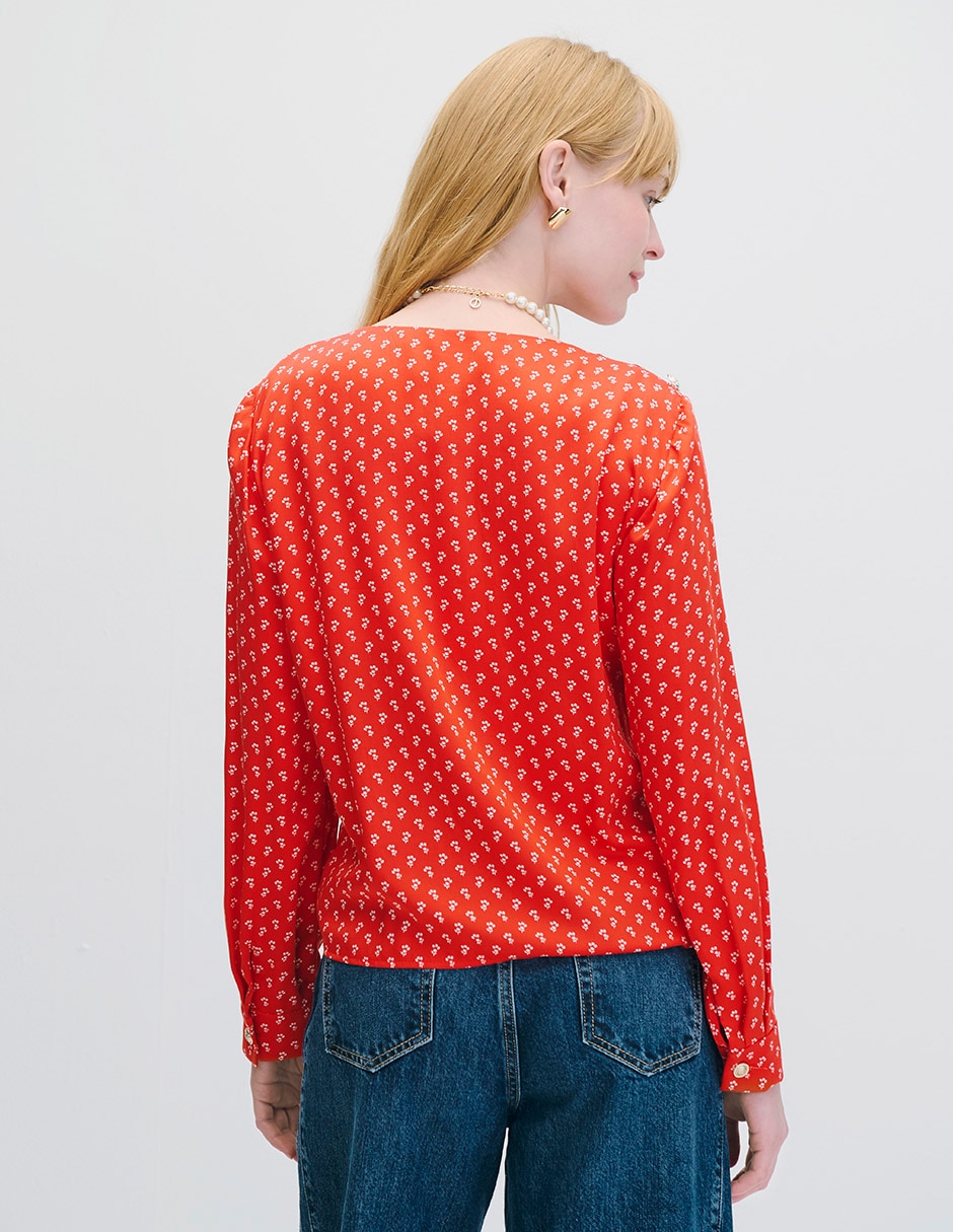 Blusa envolvente manga larga para mujer 3