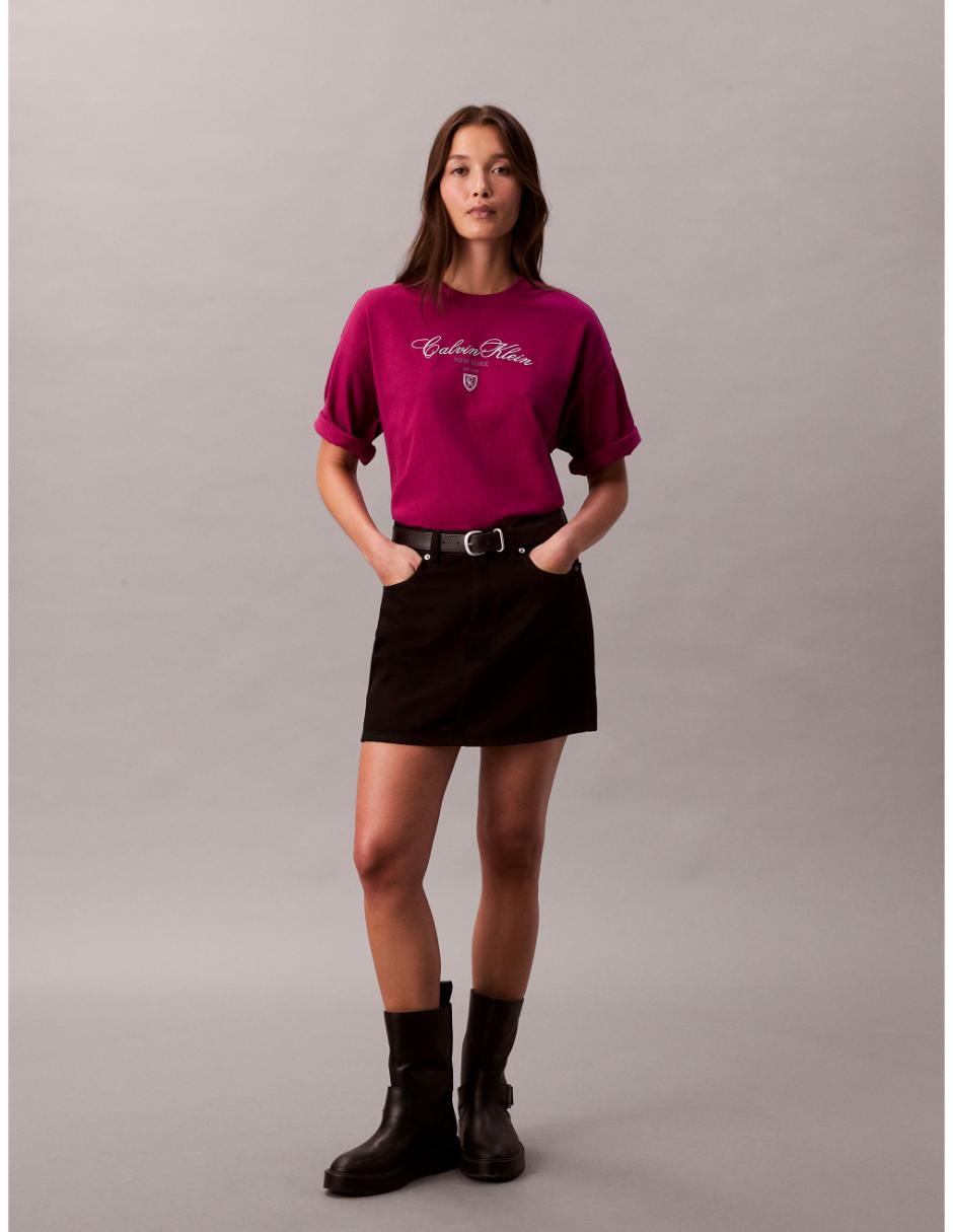 Playera manga al codo cuello redondo para mujer