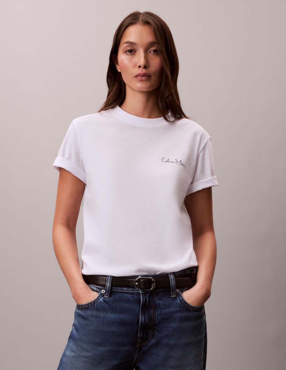 Playera manga corta cuello redondo para mujer
