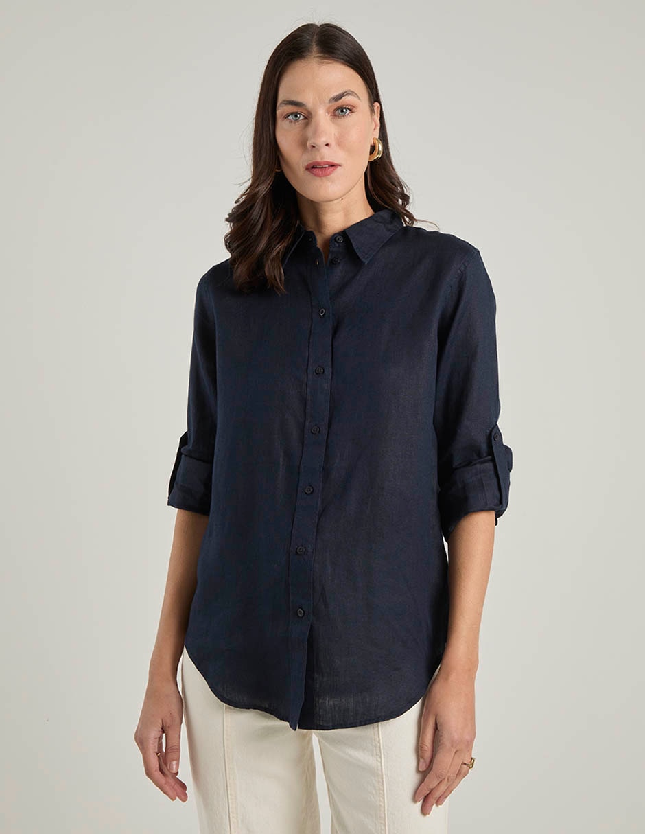 Blusa camisera manga larga para mujer