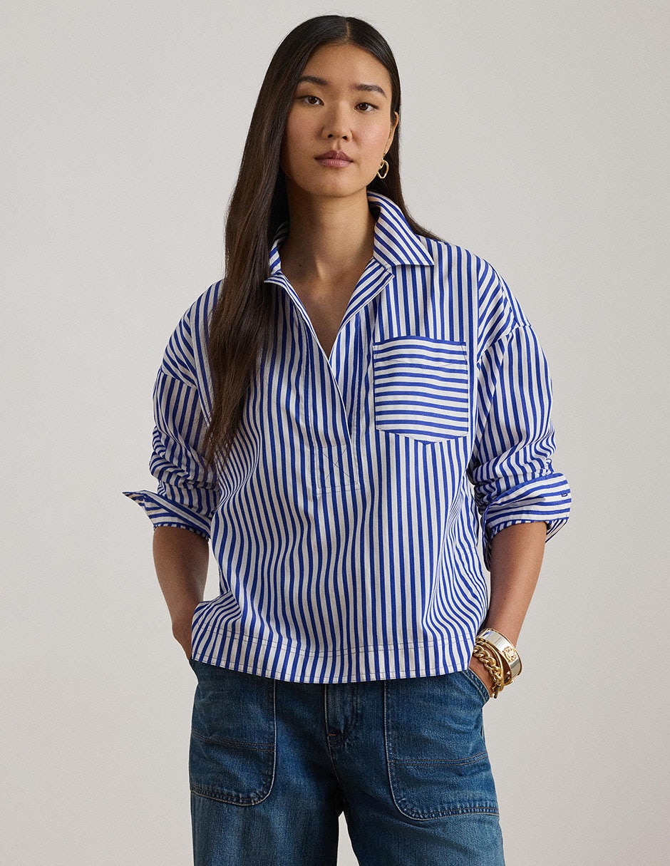 Blusa camisera manga larga para mujer