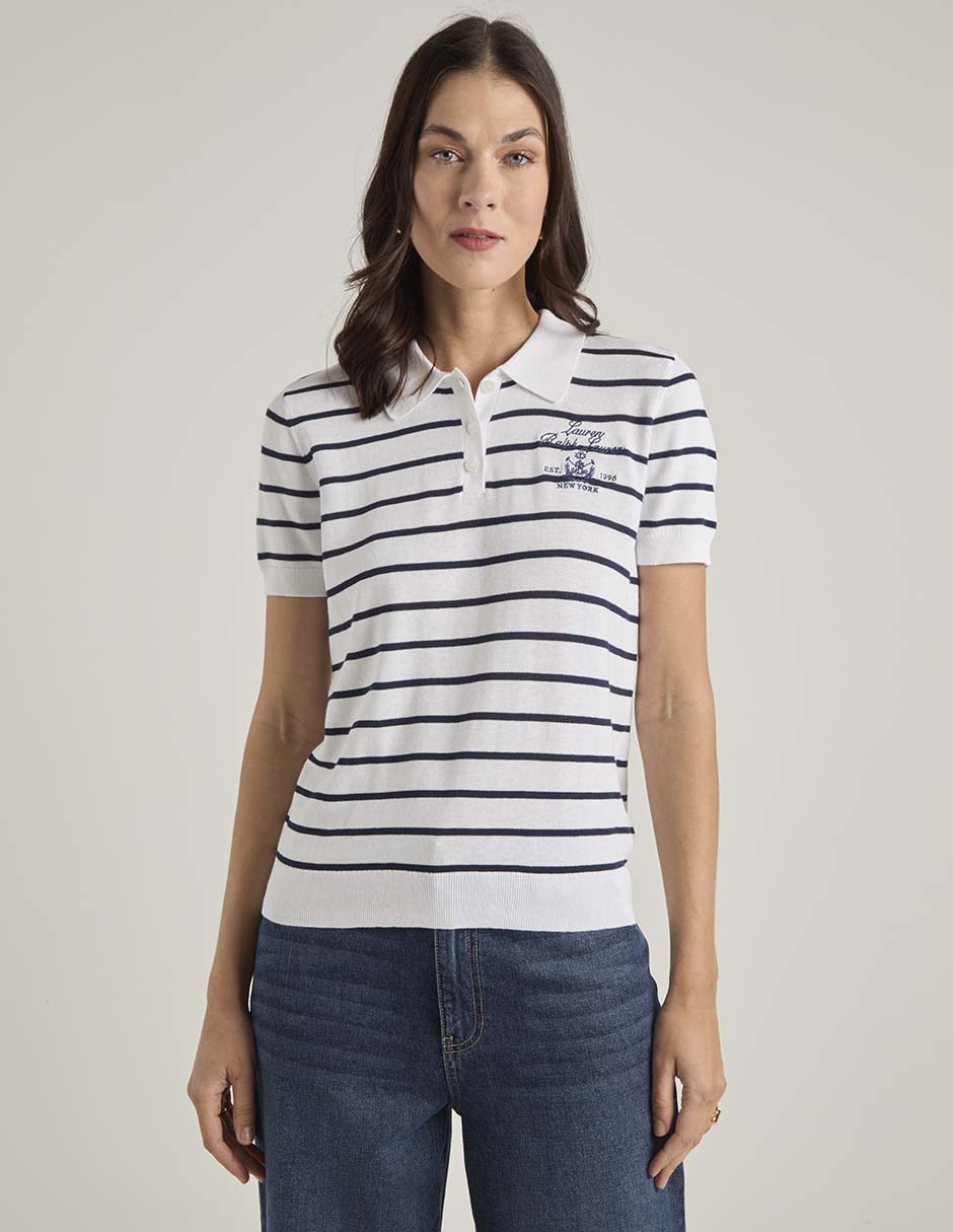 Playera manga corta cuello polo para mujer