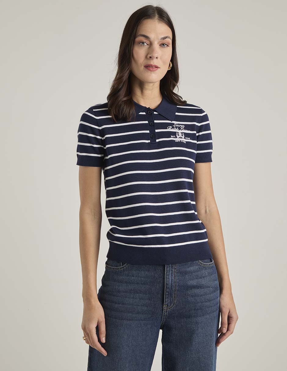 Playera manga corta cuello polo para mujer