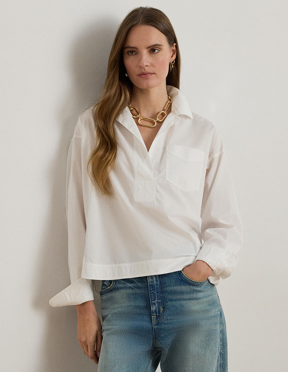 Blusa camisera manga larga para mujer