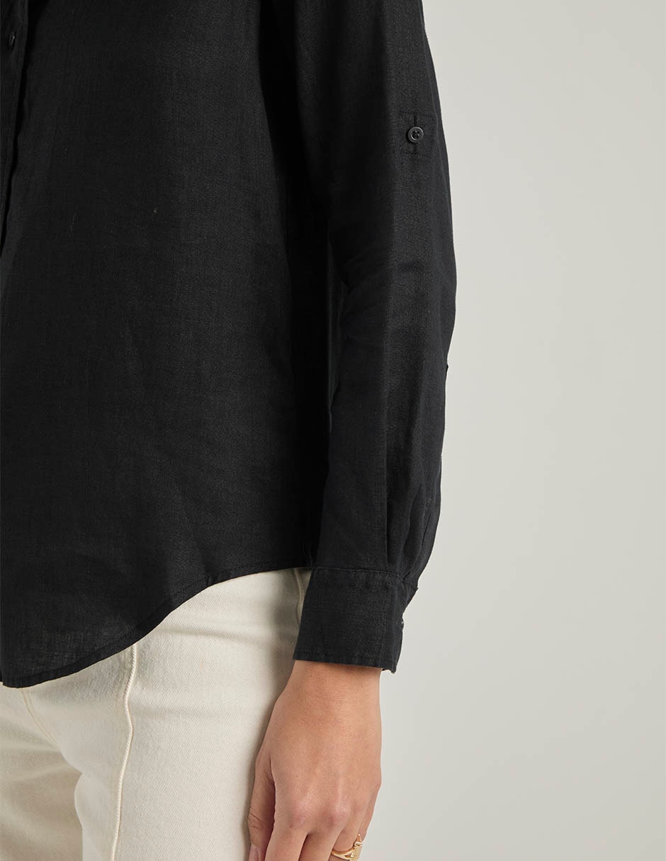 Blusa camisera Lauren Petite manga larga para mujer