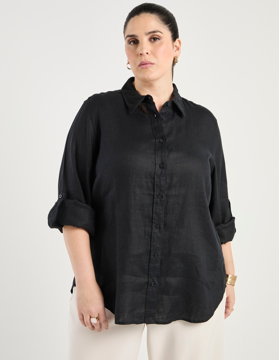 Blusa camisera manga larga para mujer