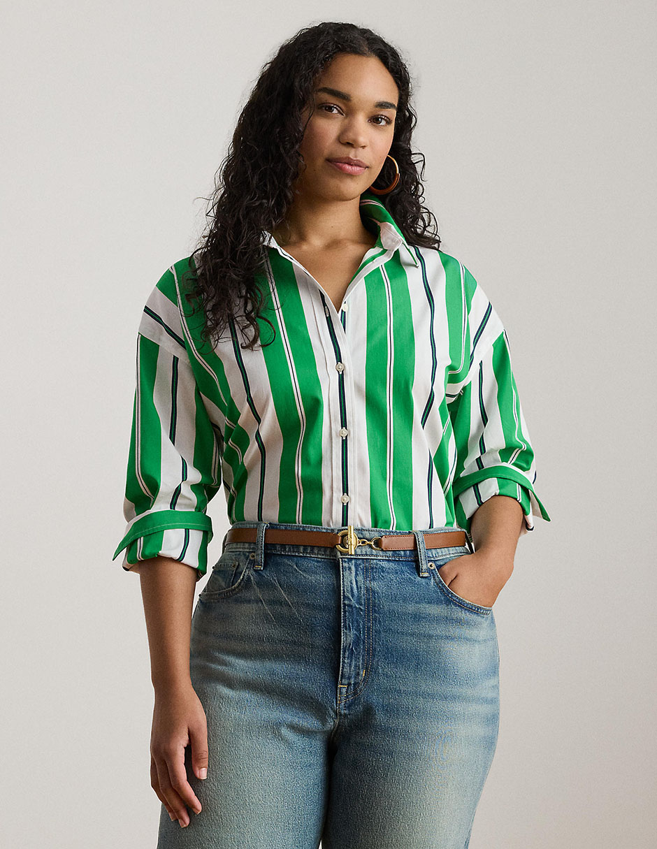 Blusa camisera manga larga para mujer