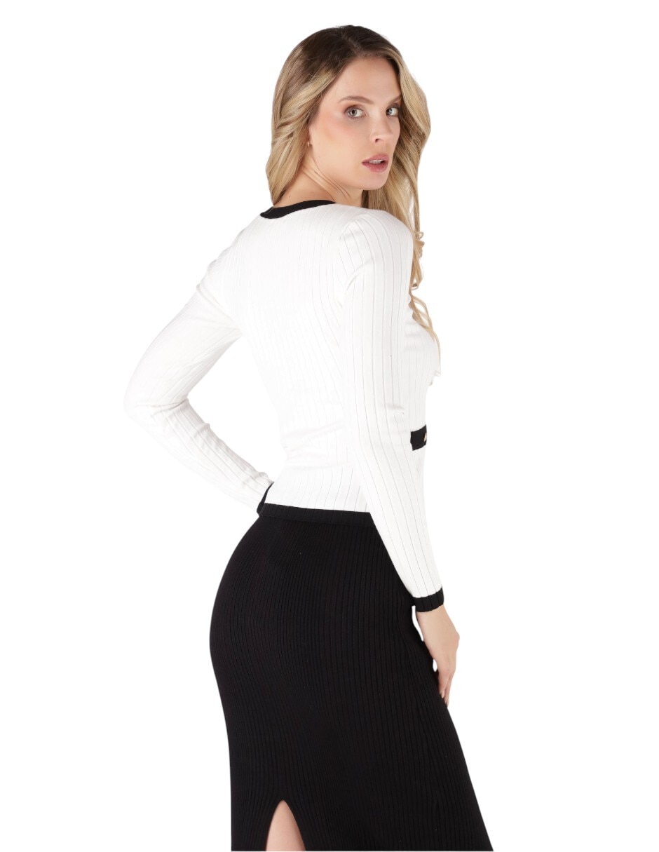Suéter cuello henley para mujer 2