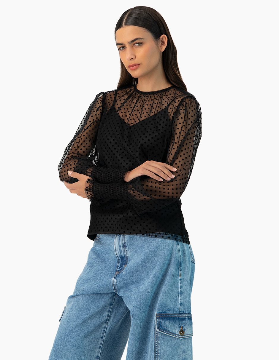 Blusa manga larga para mujer