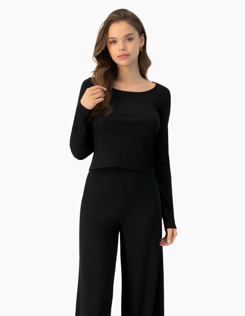 Top cuello redondo