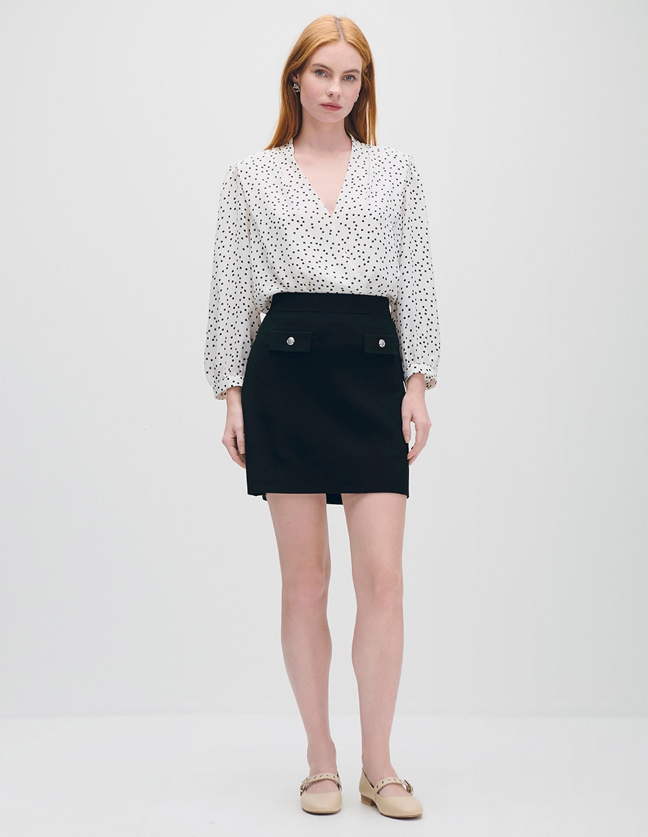 Blusa envolvente Azur manga larga para mujer 2