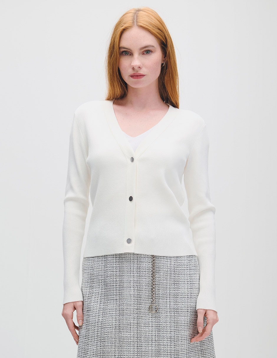Suéter cuello V para mujer