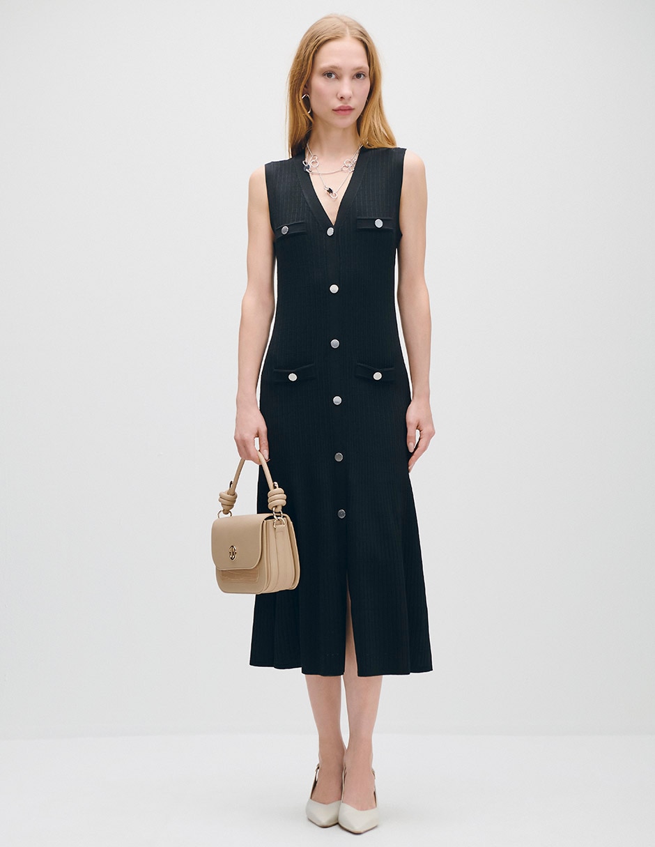 Vestido midi casual Azur para mujer Vestido midi casual Azur para mujer