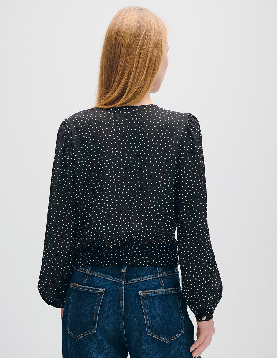 Blusa envolvente Azur manga larga para mujer 3