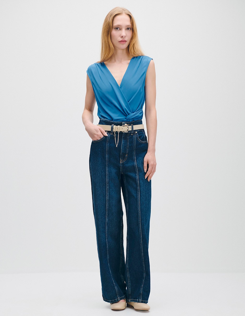 Blusa envolvente Azur sin manga para mujer 2