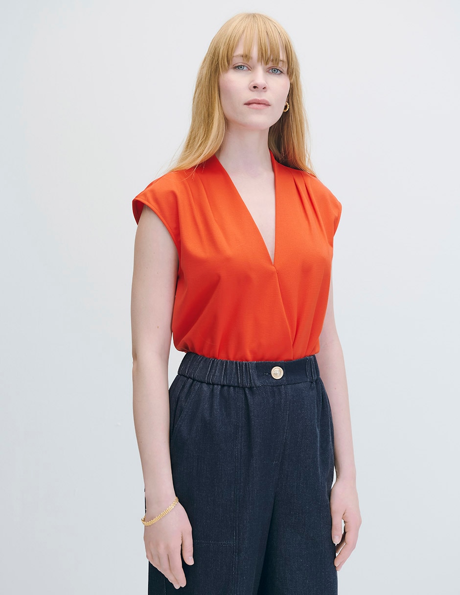 Blusa envolvente Marsella manga corta para mujer Blusa envolvente Marsella manga corta para mujer