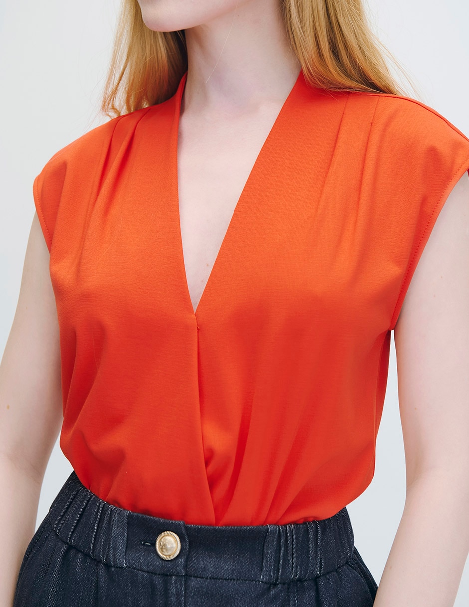 Blusa envolvente Marsella manga corta para mujer 4
