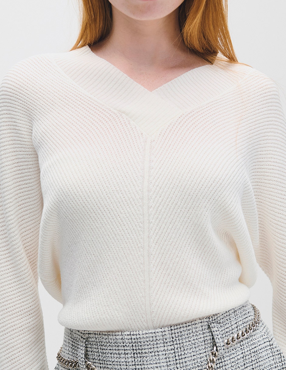 Suéter cuello V para mujer 4
