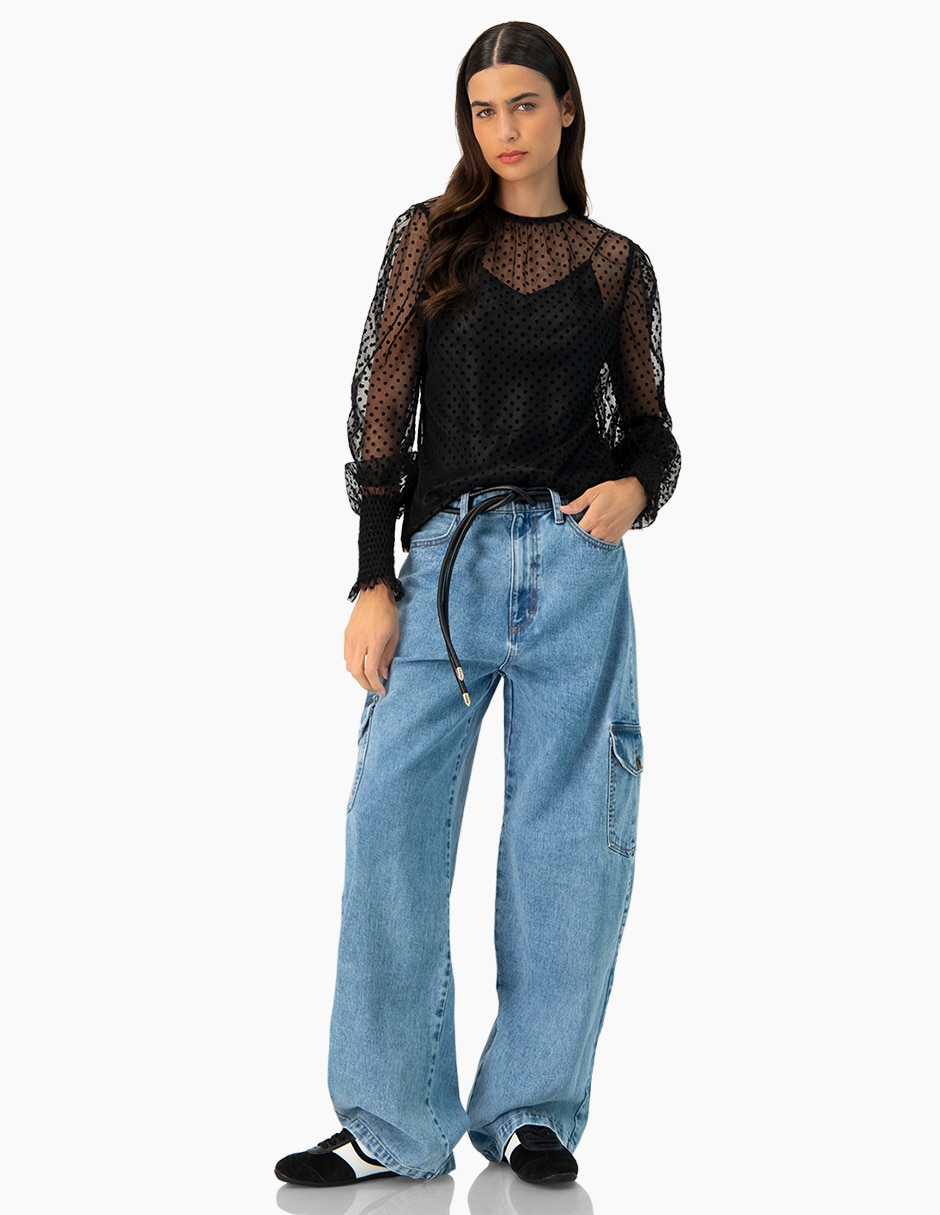 Jeans cargo slim para mujer 4
