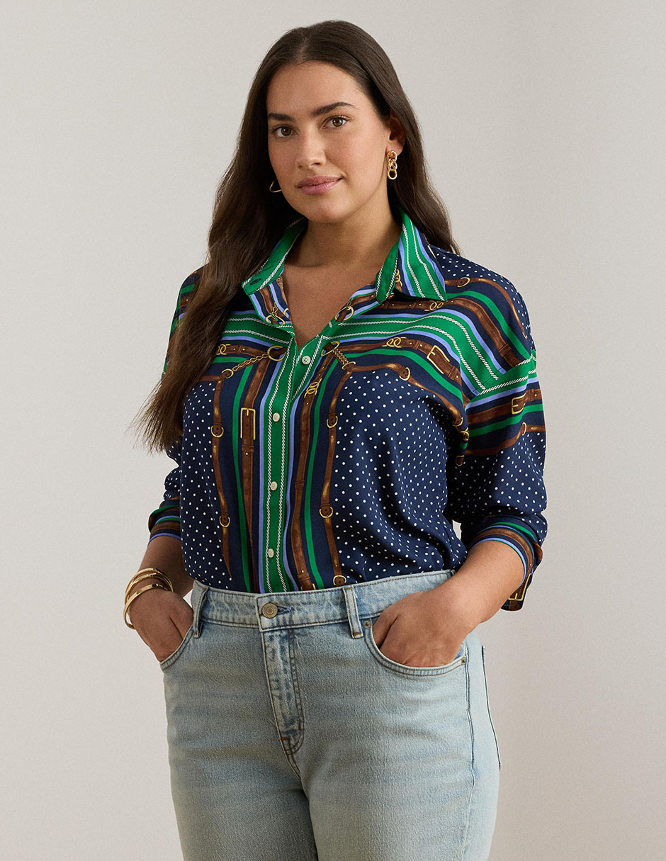 Blusa camisera manga larga para mujer