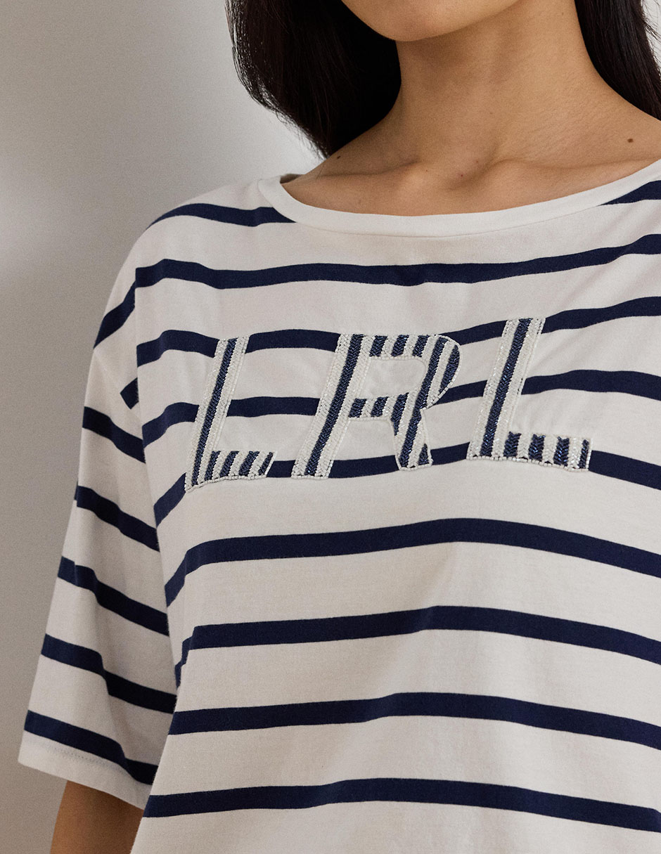 Blusa Lauren Petite manga al codo para mujer